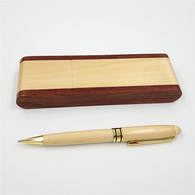 Fancy Minimalist Wooden Pens - Unique Handcrafted Business Pens for Men, Gentlemen's Old Fashioned Pen Set with Case for Journal Writing