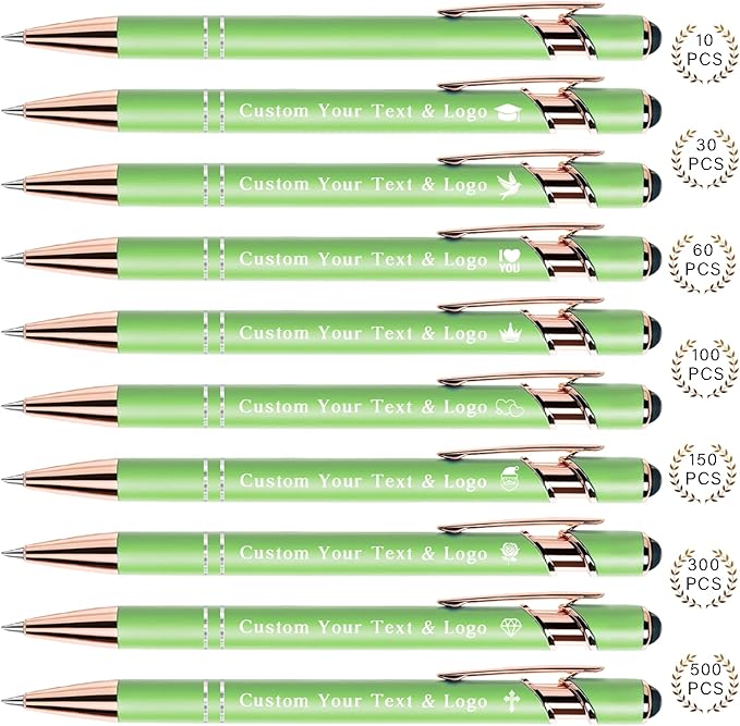Sparklove Personalized Pens Bulk, Custom Pens with Name/Logo, Customized Black Ink Ballpoint Gifts, Engraved Pen with Stylus, Ideal for Business, Wedding, Birthday, Women, Men Office Metal Pen