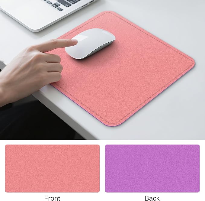Dual Sided Leather Desk Mat - Waterproof Desk Pad - Ideal for Large Mouse Pad and Desk Mats on Top of Desks (Pink, 11"*8")