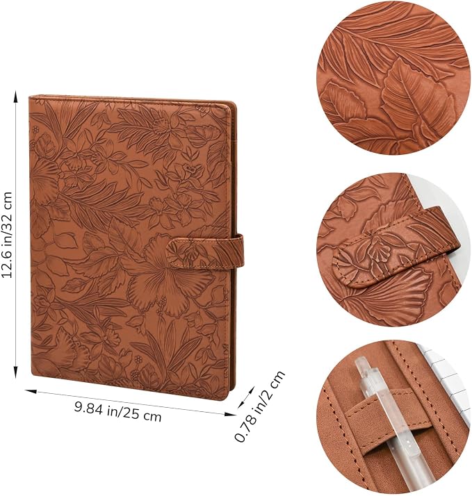 VANRA Padfolio Portfolio Binder Faux Leather Interview Resume Folder with Notepad, Document Organizer Card Holder, Letter-Sized Notepad Portfolio Organizer for Business School Office (Brown)