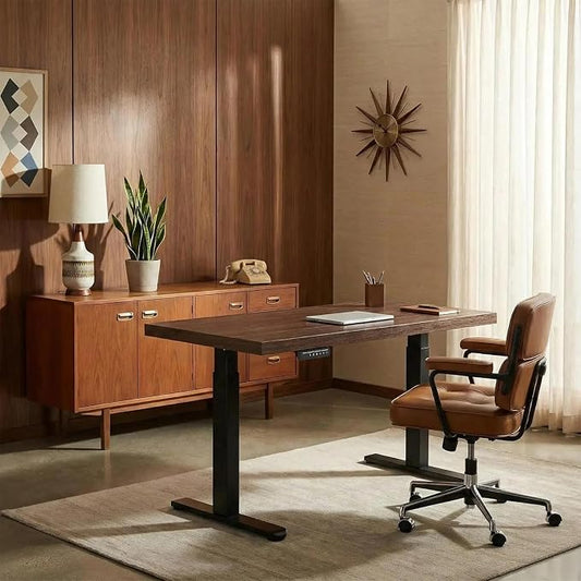 ErGear Electric Standing Desk, 48 Inch Adjustable Height Sit Stand Up Desk with 1.18" Thickness Whole-Piece Desktop, Computer Office Desk for Home Office, Black Walnut