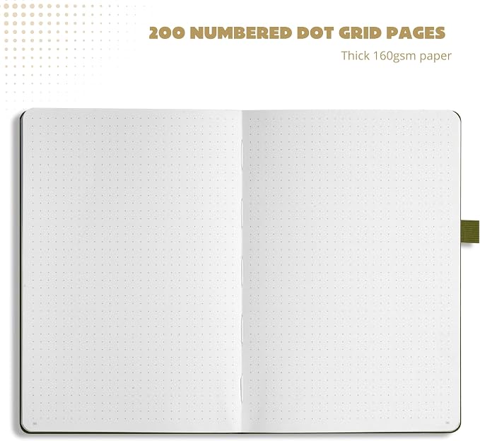VIVID SCRIBBLES Dotted Journal – 160gsm Bleed Proof Thick White Paper – 200 Numbered Dot Grid Pages – 5.8 x 8.3 inch Dotted Notebook