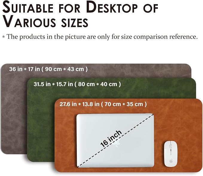 Distressed Leather Desk Mat - Non-Slip PU Desk Pad for Office and Home - Desk Organization and Accessories - Ideal for Large Mouse Pad and Desk Mats on Top of Desks(Sandstone,36"x 17")