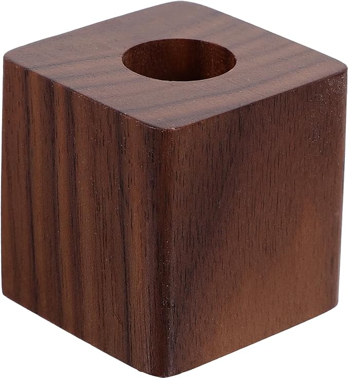 Walnut Wood Pen Holder Cube Stand 1.37 Inch Single Desk Organizer for Fountain Pen Ink Office Home School Use