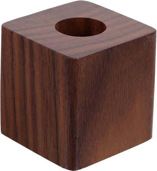 Walnut Wood Pen Holder Cube Stand 1.37 Inch Single Desk Organizer for Fountain Pen Ink Office Home School Use