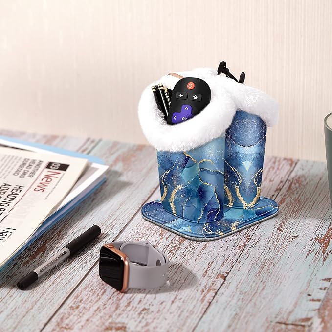 FINTIE Plush Lined Double Eyeglasses Holder with Magnetic Base for Desk | Soft Plush Lining, Glasses Stand Case For Nightstand / Bedside, Office Desktop Organizer, Small Item Storage