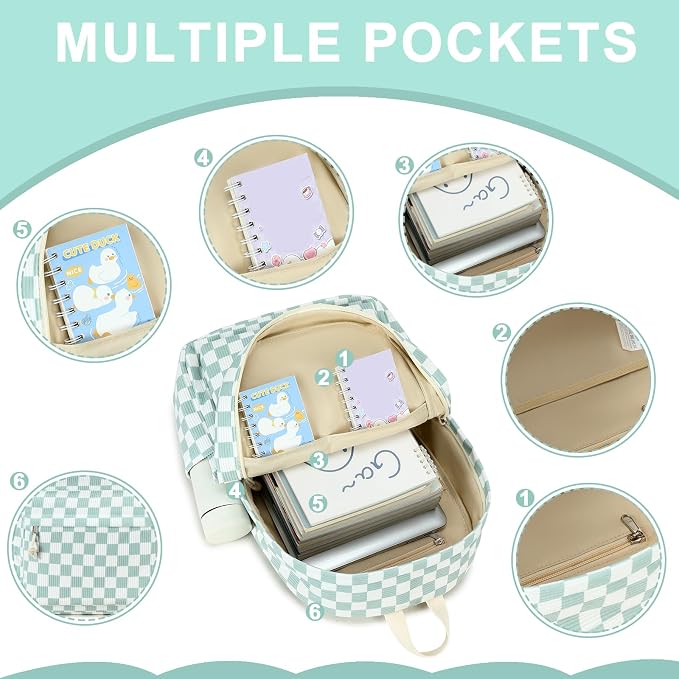 Bluboon School Backpack Set Girls Womens Laptop Bookbag Casual Daypack Fits 15 inch Laptop with Lunch Tote Bag and Pencil Bag