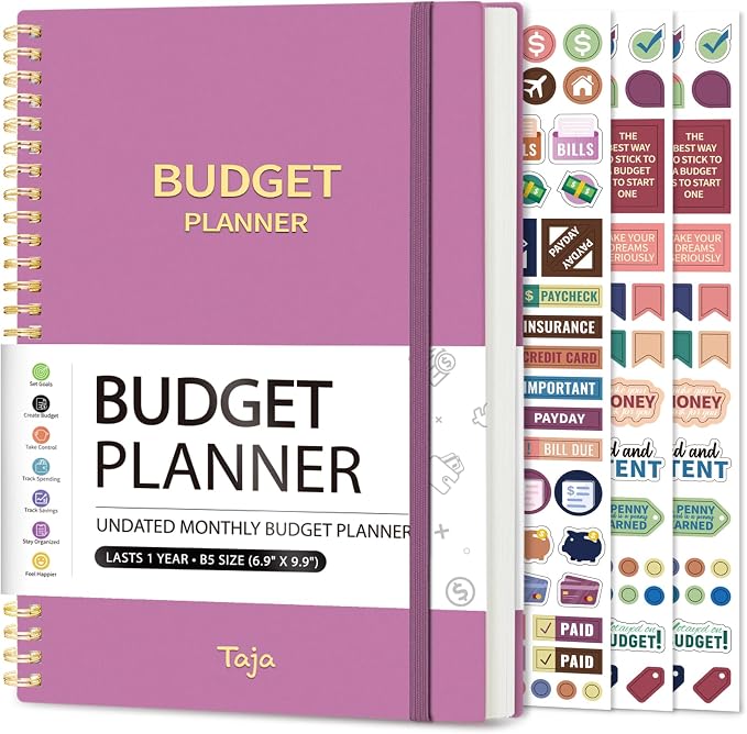 Budget Planner - Monthly Budget Book with Expense Tracker Notebook, Undated Bill Organizer & Finance Planner to Take Control of Your Money, Account Book to Manage Your Finances-Purple