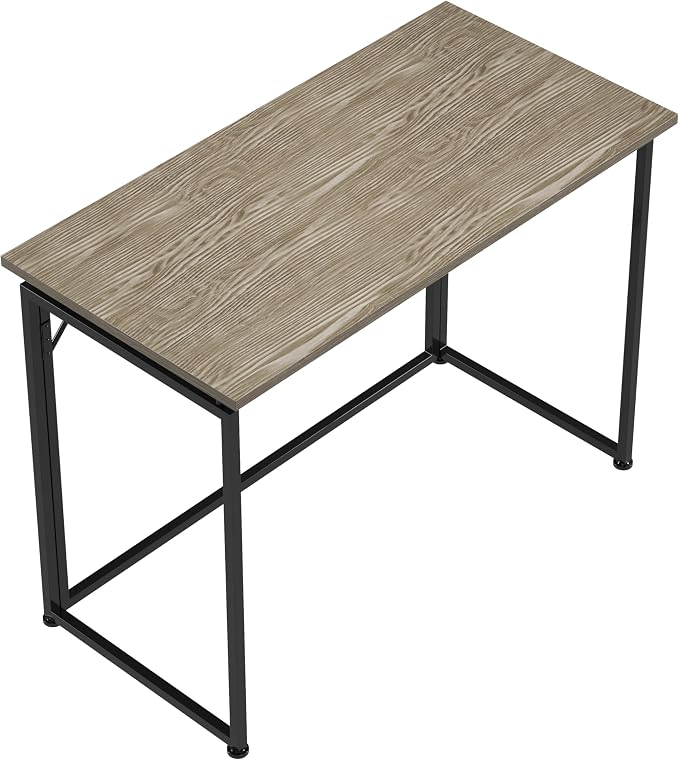 40" W Folding Desk for Small Spaces, Folding Table or Portable Computer Desk, Space-Saving Workstation for Home Office, Bedroom, Dorm and Study, No Assembly Required, Grey