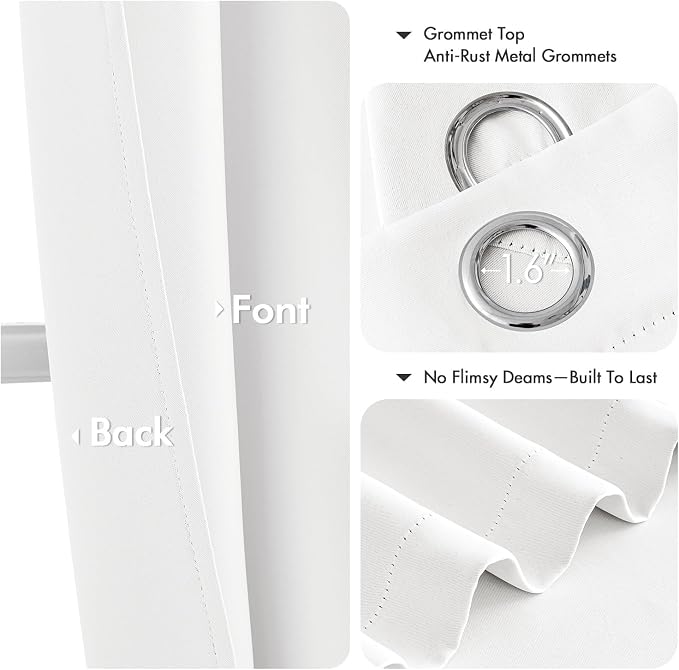 MIULEE Blackout Curtains for Bedroom Living Room 2 Panels, Thermal Insulated Room Darkening Drapes Grommet Noise Reducing Light Blocking Window Treatments 84 Inches Long 50x84 Inch Pure White