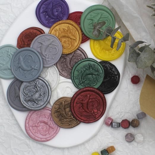 250pcs Wax Seal Beads Dusty Blue, Andotopee Premium Sealing Wax Beads for Stamp Seals, Octagon Seal Stamp Pellets Refill Pack for Wedding Invitation, Letter Envelope, Scrapbook DIY & Bridal Crafts