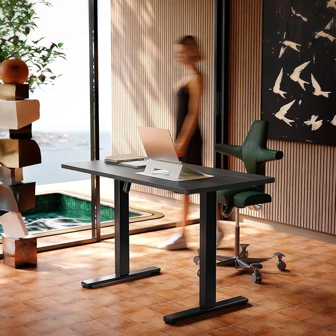 HUANUO 43 x 24 inch Electric Standing Desk Adjustable Height, 4 Memory Height Settings, Sit Stand Up Desk for Home Office & Computer Workstation, Grey