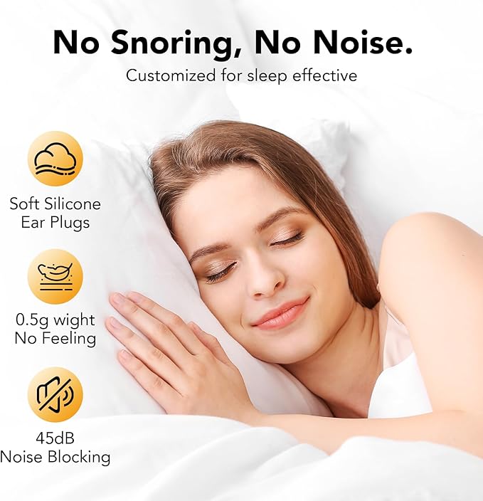 Ear Plugs for Sleeping,Noise Cancelling Silicone Earplugs,Concert,45 dB,Soft and Reusable,Hearing Protection with 8 Earpieces in 4 Sizes(XS/S/M/L),Carrying Bag,for Concert,Sleeping,Black