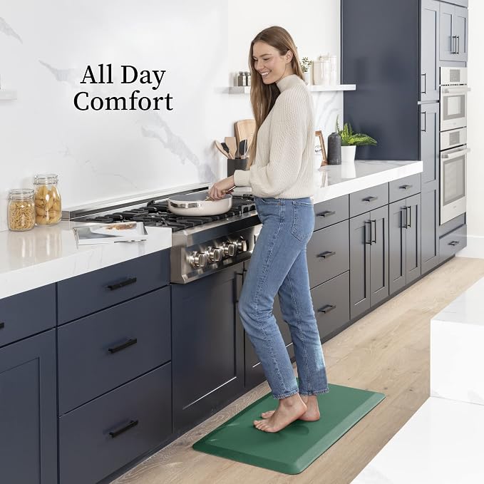 Zulay Home Large 20 x 39 Inch Anti Fatigue Floor Mat - 3/4 Inch Thick Cushioned Kitchen Mats for Standing - Comfortable Padded Floor Mats for Standing Work Desk - Memory Foam Kitchen Mat - Green