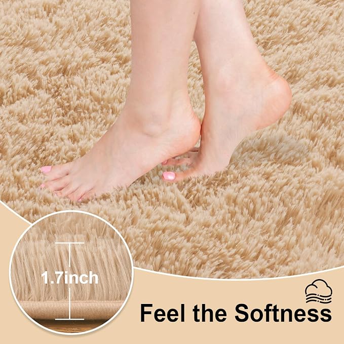 Mugorn Small Soft Shag Rugs for Bedroom, 4x6 Fluffy Area Rugs for Living Room