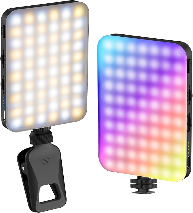91 LED Portable Charger Selfie Light Video Conference Lighting | Clip & Camera Tripod Adapter, Rechargeable 2000mAh, CRI 96+, 4 Light Modes, For Phone iPhone Webcam Laptop Makeup