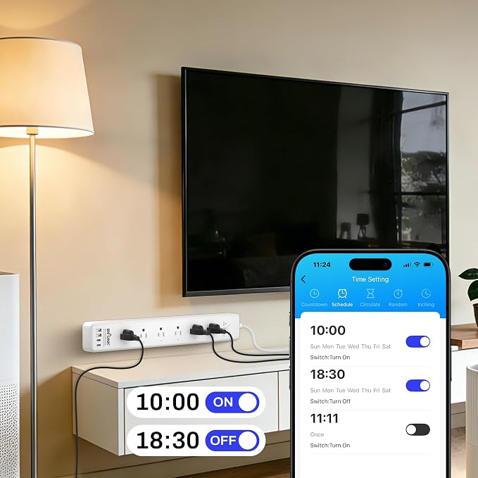 BN LINK Smart Plug Power Strip，Surge Protector with 6 Individually Controlled Smart Outlets, 4 USBs (incl. 20W USB-C), Compatible with Alexa and Google Home