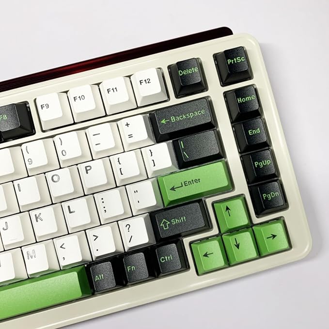 Fogruaden PBT Keycaps Set, Cherry Profile Custom Keycap for Mechanical Keyboard Green White Keycaps
