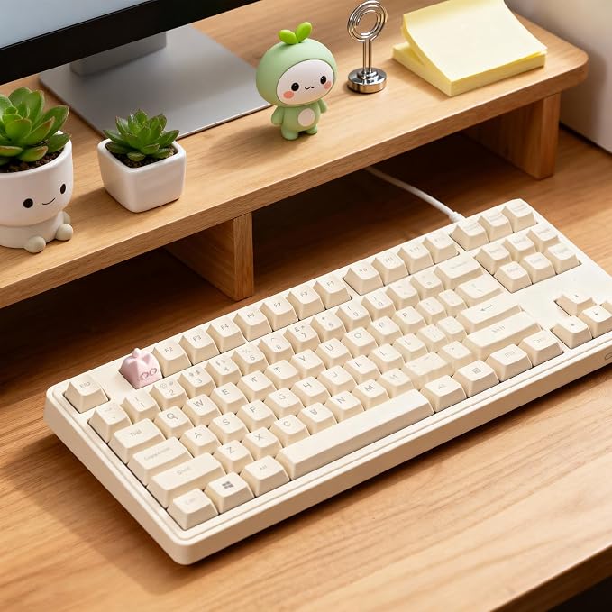 Artisan Keycaps, Cute Cat Custom Key Caps for MX Mechanical Keyboard, Resin Handmade 1U Replacement for Esc Arrow Keys (Pink cat)