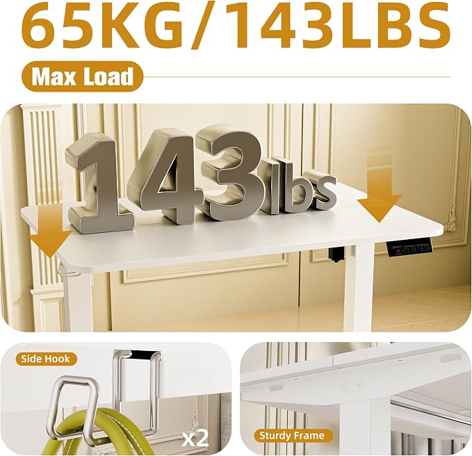 Small Standing Desk,35"x24" Height Adjustable Sit-Stand Home Office,White | Electric Adjustable Standing Desk, Sit to Stand Computer Office Desk with Splice Board, Memory Preset, Lifts 28.7''-46.5"