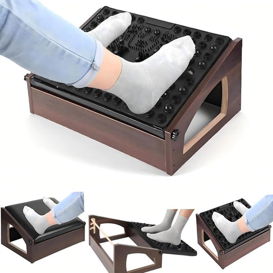 Ergonomic Foot Rest, 4 Adjustable Height Foot Stool,Footrest Under Desk， Flip Over Office Desk Foot Rest, Improving Posture, Promoting Blood Circulation（Espresso）