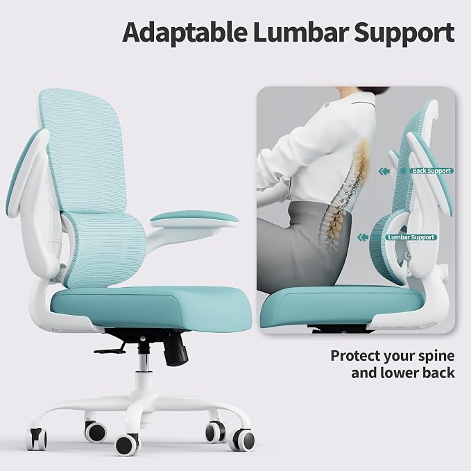 TRALT Office Chair - Ergonomic Desk Chair with Adjustable Lumbar Support, Mesh Computer Chair, Executive Chairs for Home Office Comfortable Lumbar Support (Mint Green)