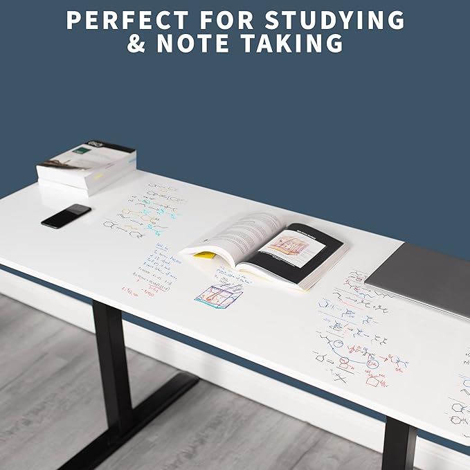 VIVO Electric Height Adjustable 83 x 60 inch Corner Stand Up Desk, 2 White Dry Erase Solid Table Tops, Black Frame, Memory Controller, L-Shaped Workstation, 3E Series, DESK-KIT-3E8BWE
