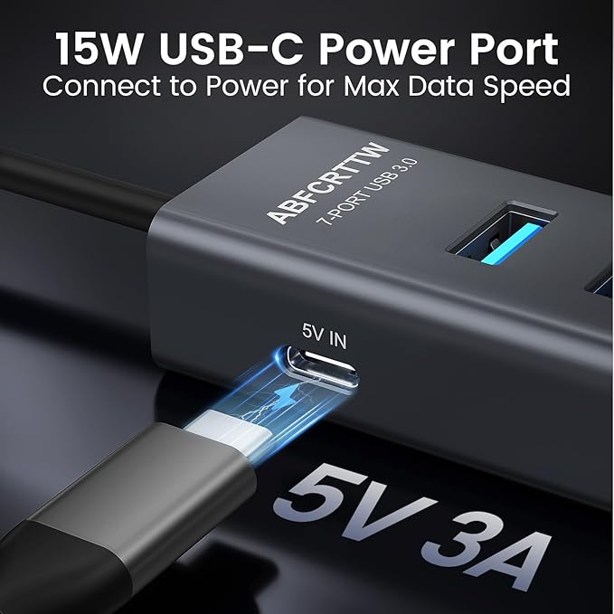 USB C to USB Hub Multiport Adapter, Aluminium 7-in-1 USB C Hub Multiport Adapter, USB Extenders, USB to USB c Adapter for MacBook Pro/Air, Laptop, iPad, iMac, U Flash, PSSD, HDD, Keyboard, Mouse