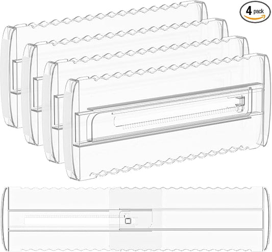 4 Pack 4" High Drawer Dividers for Clothes, 10.2"-16.5" Expandable Dresser Drawer Organizers, Adjustable Plastic Clear Drawer Separators for Kitchen, Baby Clothing, Socks, Underwear, Bedroom