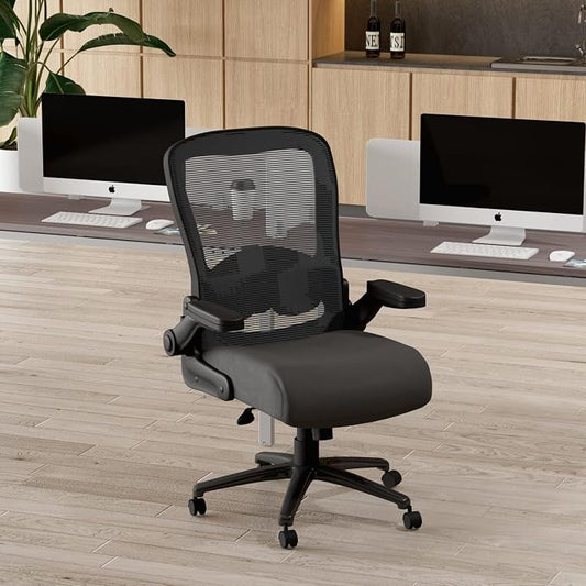 BOSS Heavy Duty Flip Arm Mesh Task Chair – Big & Tall Ergonomic Office Chair