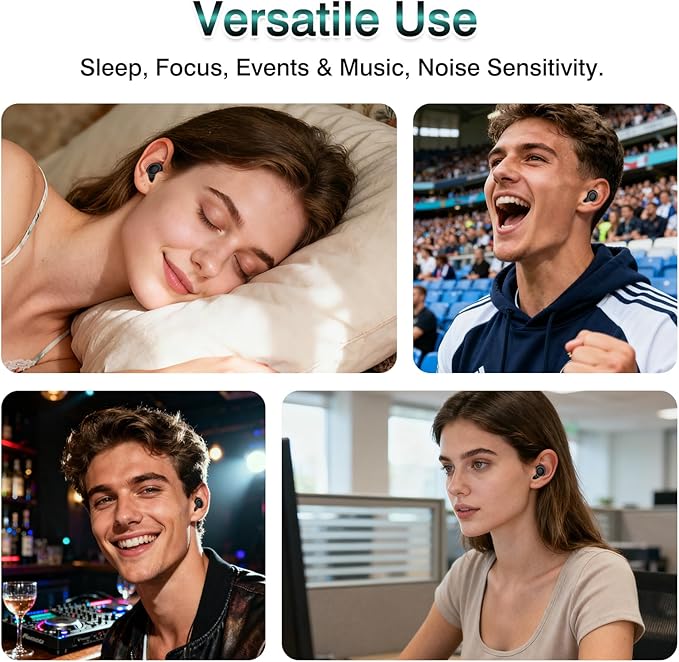 Noise Cancelling Ear Plugs for Sleep & Work – Reusable Silicone Ear Tips with 28dB Noise Reduction, Comfortable Hearing Protection for Concerts, Study & Social Use