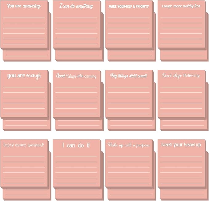 Yinder 24 Pcs Inspirational Sticky Notes Thank You Gift Motivational Sticky Note Pad Employee Appreciation Gift Bulk for Staff Coworker Teacher Nurse Office Groups 3 x 3'' (Inspirational,Rose Gold)