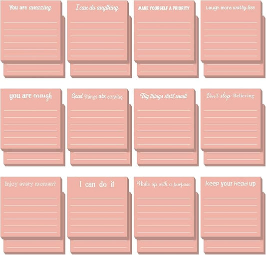 Yinder 24 Pcs Inspirational Sticky Notes Thank You Gift Motivational Sticky Note Pad Employee Appreciation Gift Bulk for Staff Coworker Teacher Nurse Office Groups 3 x 3'' (Inspirational,Rose Gold)