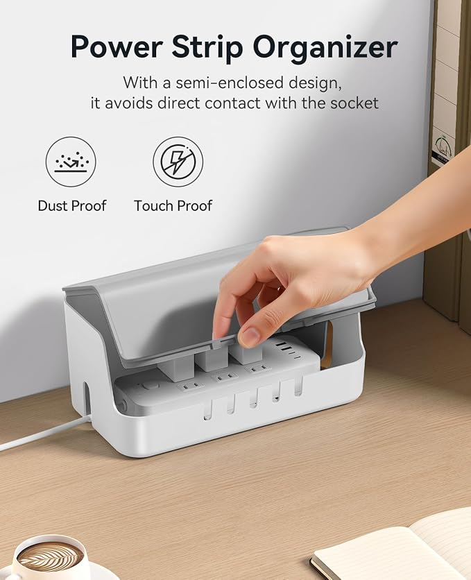 ORICO Cable Management Box with Phone Stand Lid, Large Cord Organizer Case for Hiding Power Strips & Surge Protectors, Heat Dissipation Desktop Wire Hider for Home, Office, School - PB02