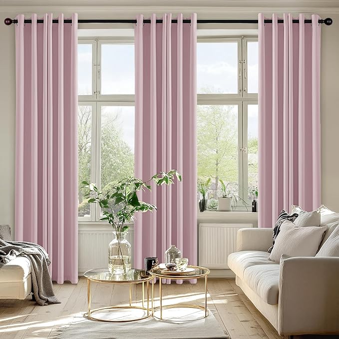 MIULEE Blackout Curtains for Bedroom Living Room 2 Panels, Thermal Insulated Room Darkening Drapes Grommet Noise Reducing Light Blocking Window Treatments 84 Inches Long 40x84 Inch Blush Pink