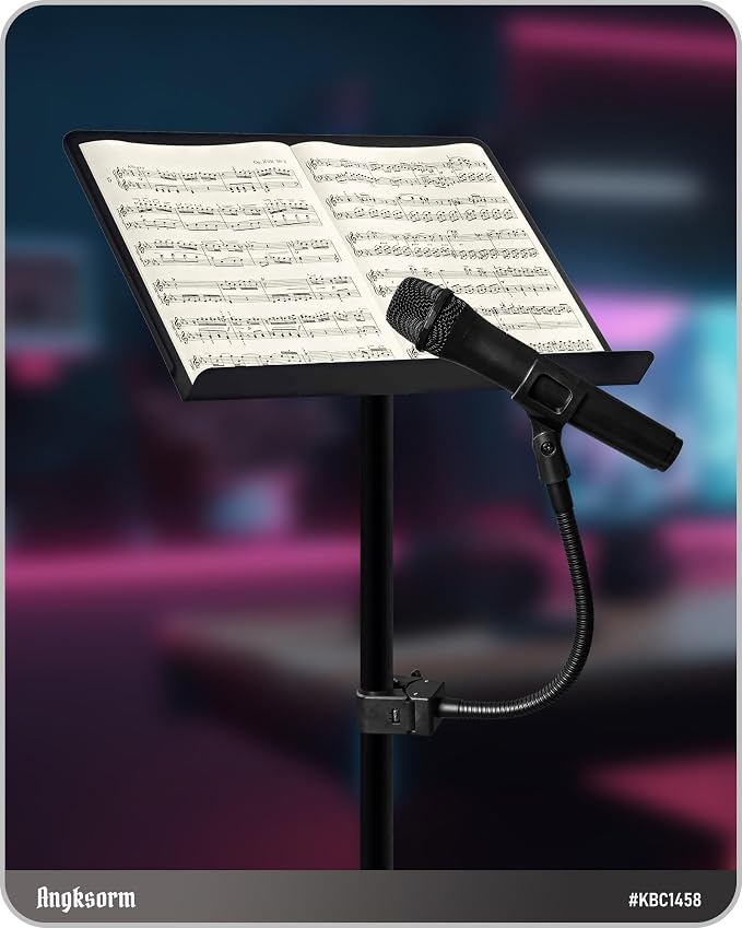 13" Gooseneck Mic Stand w/Super Crab Clamp, Flexible Microphone Arm Mount Holder, Compatible with Music Stands, Mic Stands, Tripods, Boom Arms - KBC1458