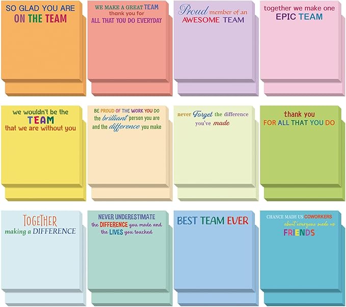Yinder 24 Pcs Inspirational Sticky Notes Thank You Gift Motivational Sticky Note Pad Employee Appreciation Gift Bulk for Staff Coworker Teacher Nurse Office Groups 3 x 3'' (Thank You,Elegant)