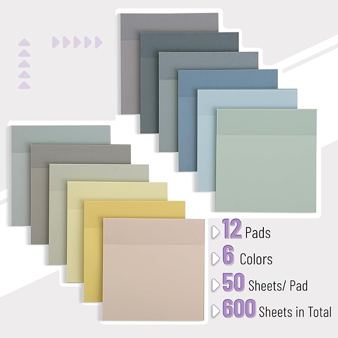 Mr. Pen- Transparent Sticky Notes, 3”x3”, Neutral Tones, 12 Pads, 600 Sheets, Bible Journaling Sticky Notes, See Through Sticky Notes, Translucent Sticky Notes
