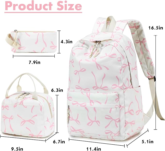 Bluboon Teens Backpack Set Girls School Backpack Lunch Box Pencil Bags Student Bookbags 3 in 1