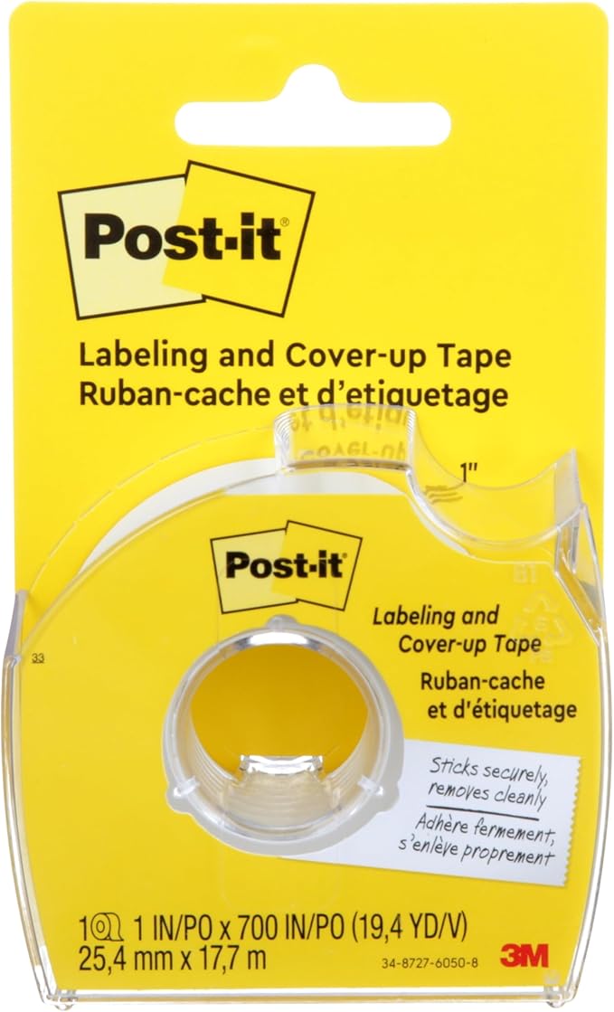 Post-it Labeling and Cover-up Tape 658, 1 in x 700 in (25.4 mm x 17.7 m) - [3 Pack]