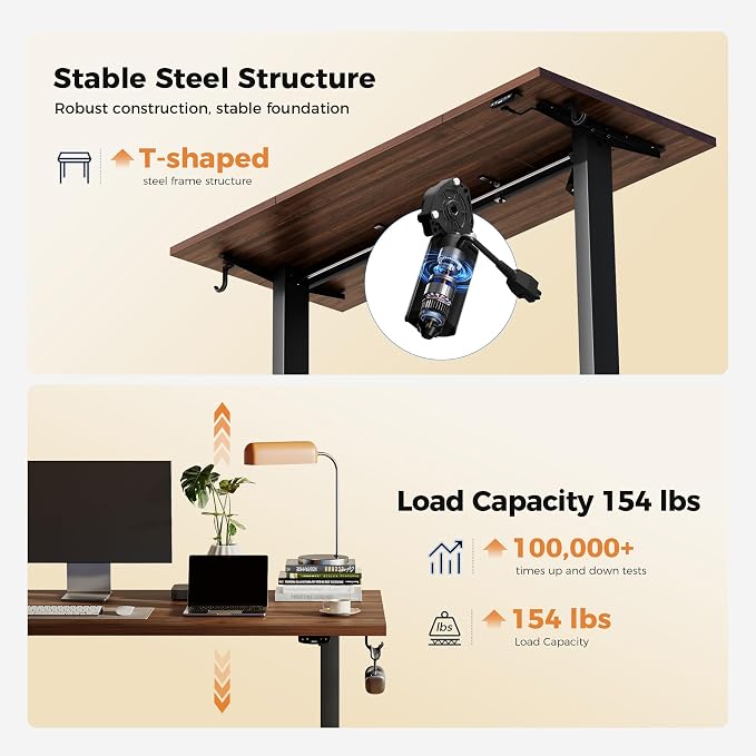 Agilestic Electric Standing Desk, 63 x 23.6 Inches, Dark Walnut