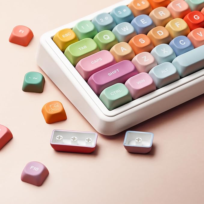 dagaladoo Cute Candy PBT Keycaps, Gunmy Bear MOA Keycaps Dye-Sublimation,Colorful Custom Keyboard Key caps Set for 100% 75% 65% 60% TKL US Layout Mechanical Keyboard