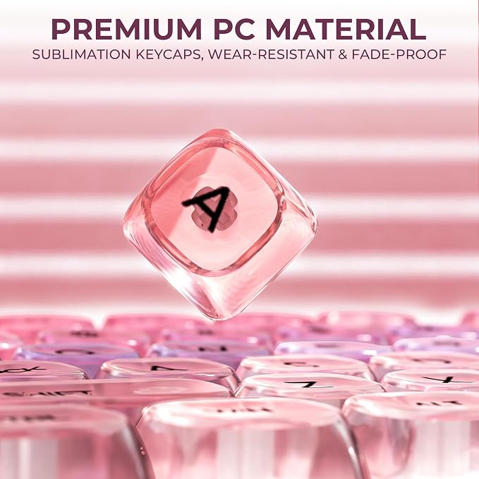 OHY XVX Sunset Purple Gradient Transparent Keycaps, MOA Profile 125 Keys PC Shine-Through Keycaps for MX Mechanical Keyboards