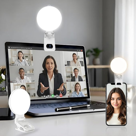 Selfie Ring Light for iPhone, Laptop & Camera, 3 Color Modes Clip-on LED Phone Light, Portable Rechargeable 360° Rotation Video Light for TikTok, Vlog, Zoom Meeting, Makeup, Influencers, Creators