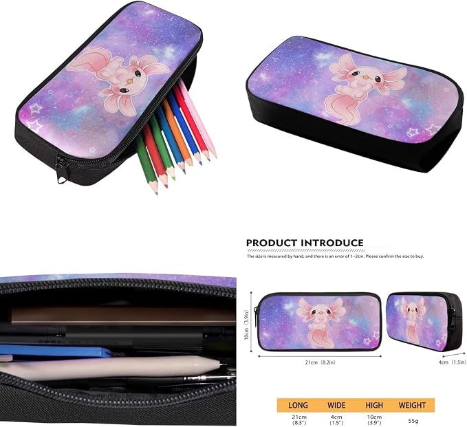 Ystardream Large Capacity Backpack for Boys Galaxy Axolotl Backpack and Lunch Box Set 4 Piece Student Back To School Book Bag with Soft Pencil Case,Water Bottle Covers for Teens Kids Daily Use