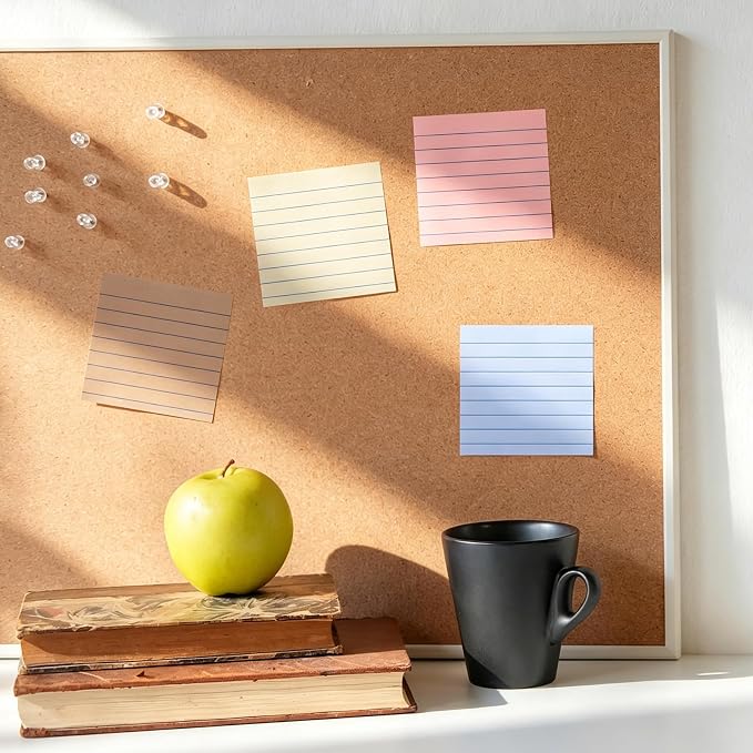 AmazingSpark 12 Pack Lined Sticky Notes 3x3 inch Post Ruled Stickies Super Self Stick Power Memo Pads Multi Colors Notes Pads Vintage Aesthetic School Office Supplies Accessories(Morandi)