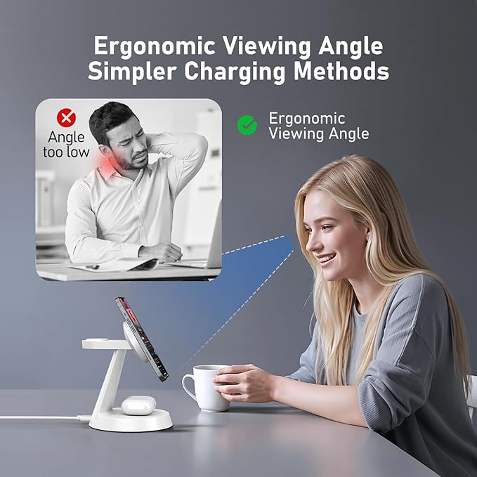 3 in 1 Wireless Charging Station for Apple, Charger Stand for Multiple Apple Devices, Wireless Charging Station for iPhone 17/16/15/14/13/12 Series, Wireless Charger for AirPods, iWatch Series (White)
