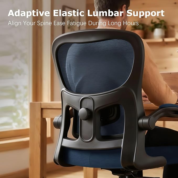 AreShark Office Chair Ergonomic Desk Chairs with Adjustable Lumbar Support, High Back Breathable Mesh Chair with Wheels& Flip-up Armrests,Rolling Swivel Comfy Task Computer Chair for Home Work Gaming