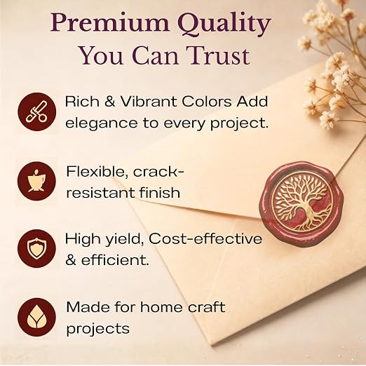 xxxHOLIC 620 Pcs Sealing Wax Beads Kit, 24 Colors with 1 Spoon & 6 Candles | Crack-resistant, smokeless wax beads melt smoothly for glossy seals on invitations, envelopes, gift wrapping and DIY crafts.