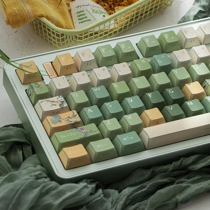 Sumgsn 131 Keys PBT Shine Keycaps Cherry Profile Green Keycaps Set Fit for 61/64/87/104/108 Cherry Mx Switches Mechanical Keyboard